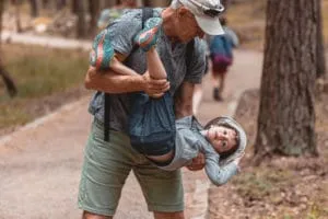 grandfather and grandchild having fun