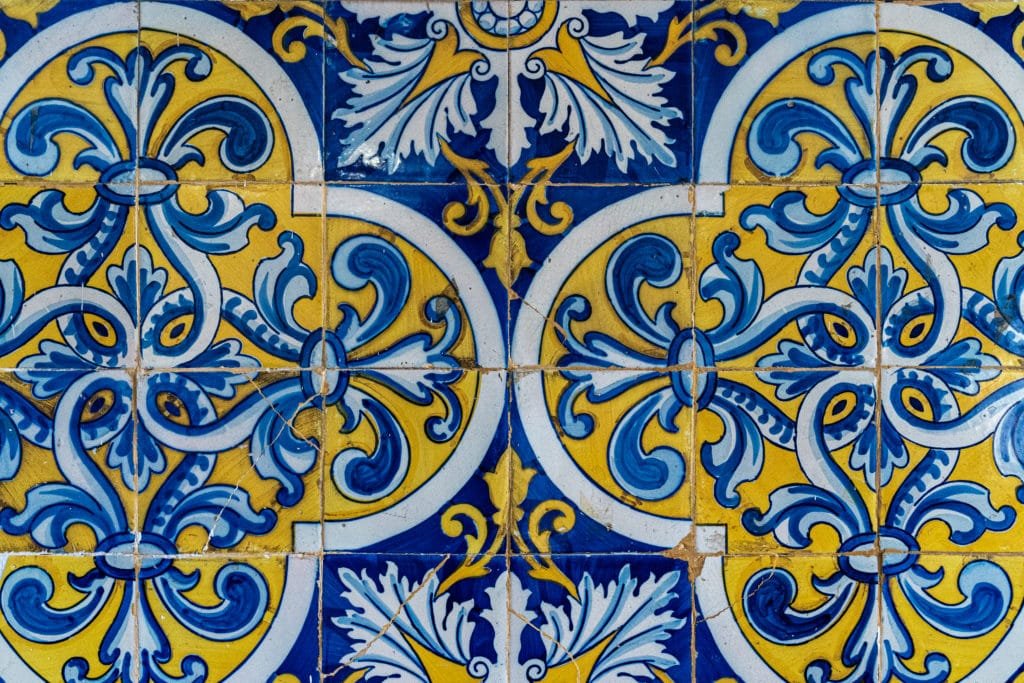 yellow and blue portuguese tile
